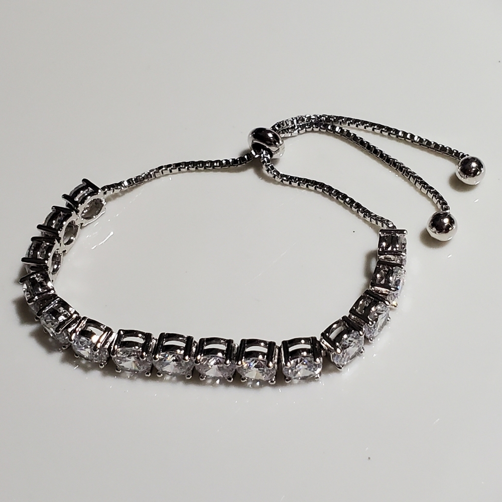 Swarovski Elemements Silver tone Adjustable Bracelet - Picture 4 of 5